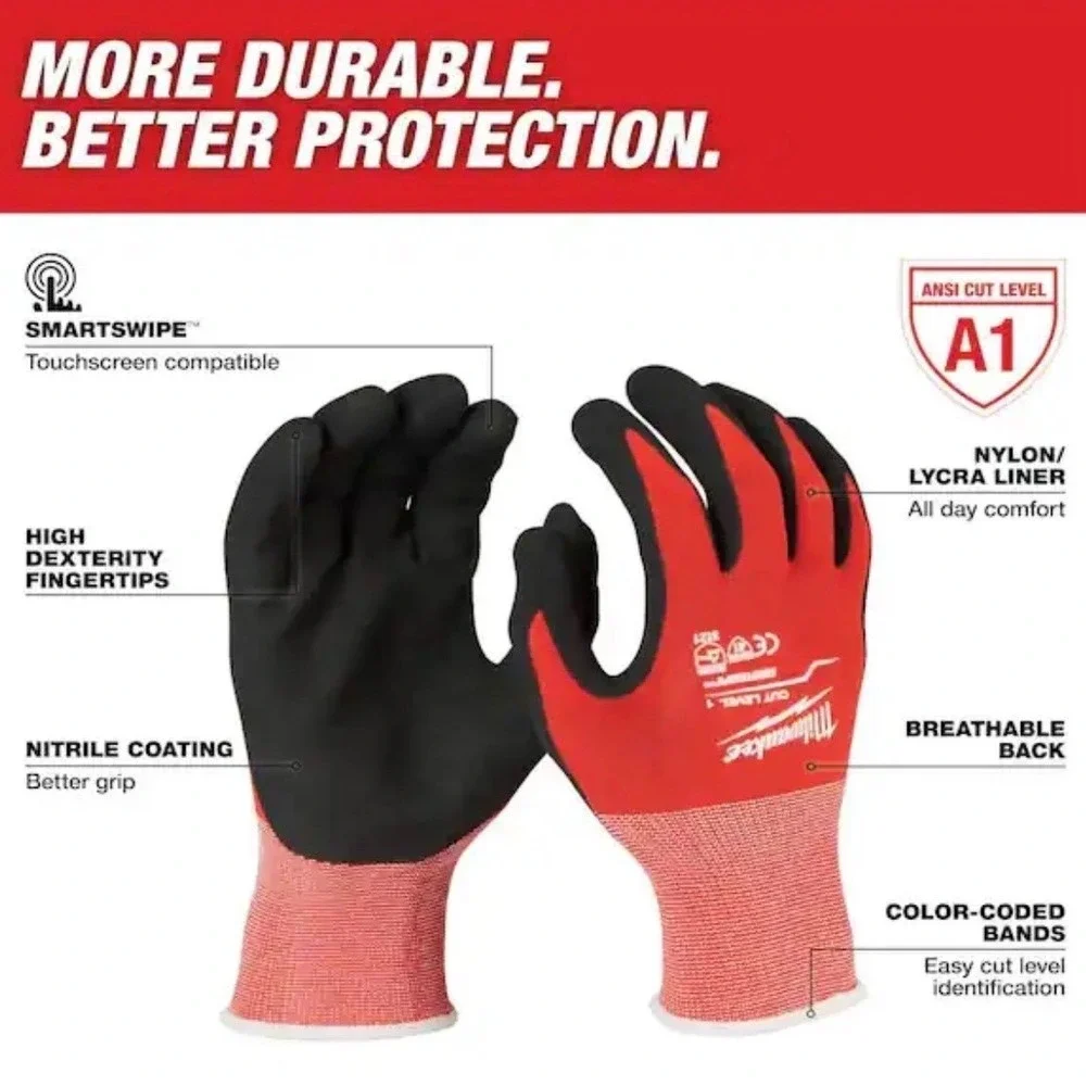 Milwaukee BUNDLE Work Gloves XL 2-Pack Cut Level 1 + Packout Tool Bag 48-22-8193 - Picture 10 of 16